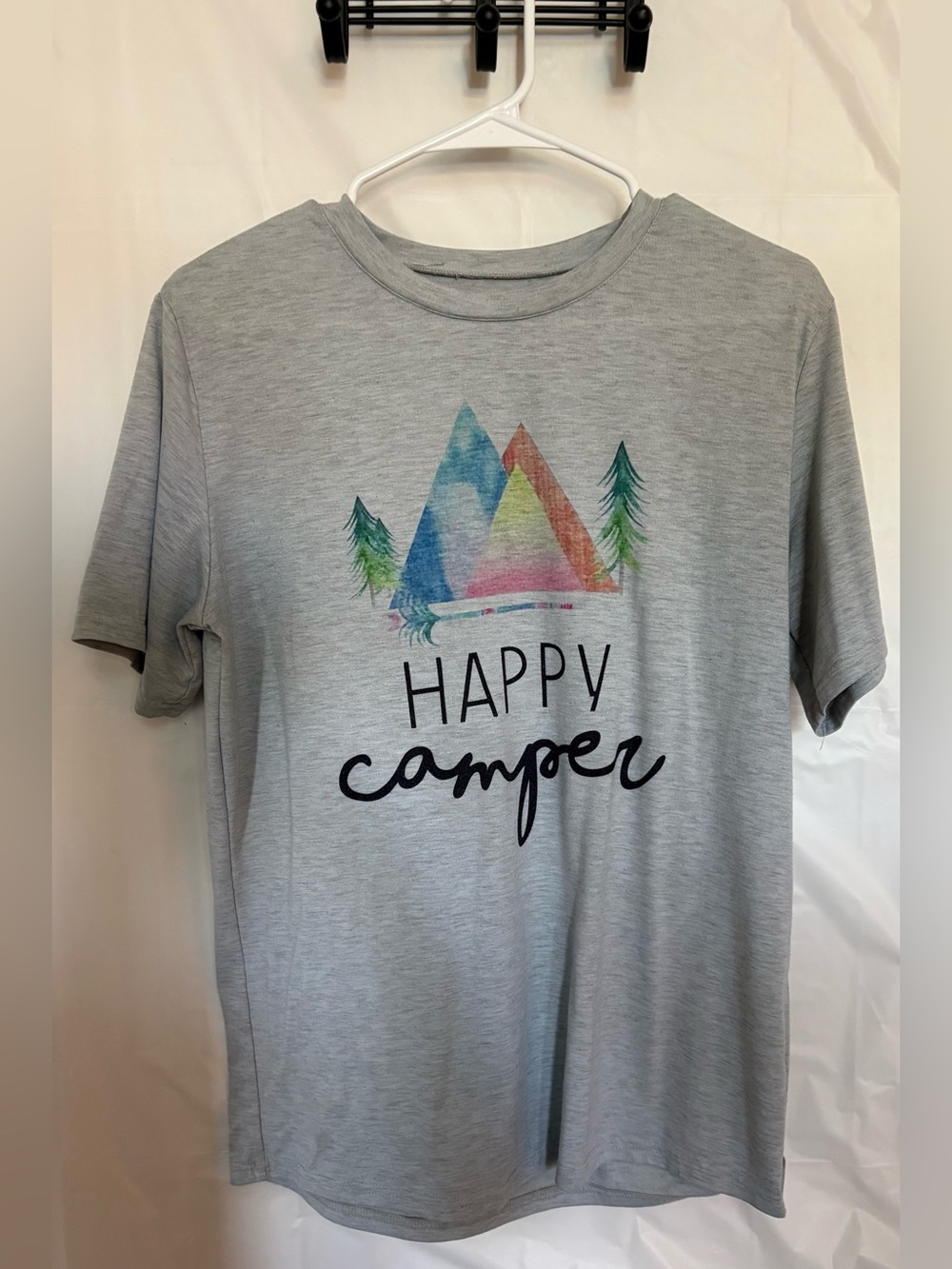Happy Camper Graphic Tee - Light blue/ Gray